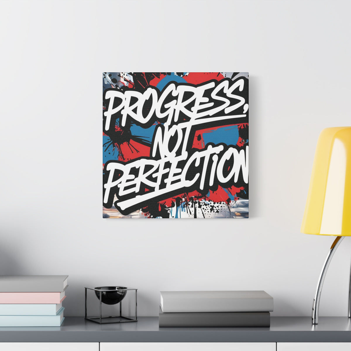 Progress Not Perfection Canvas Wall Art - Motivational Home Decor