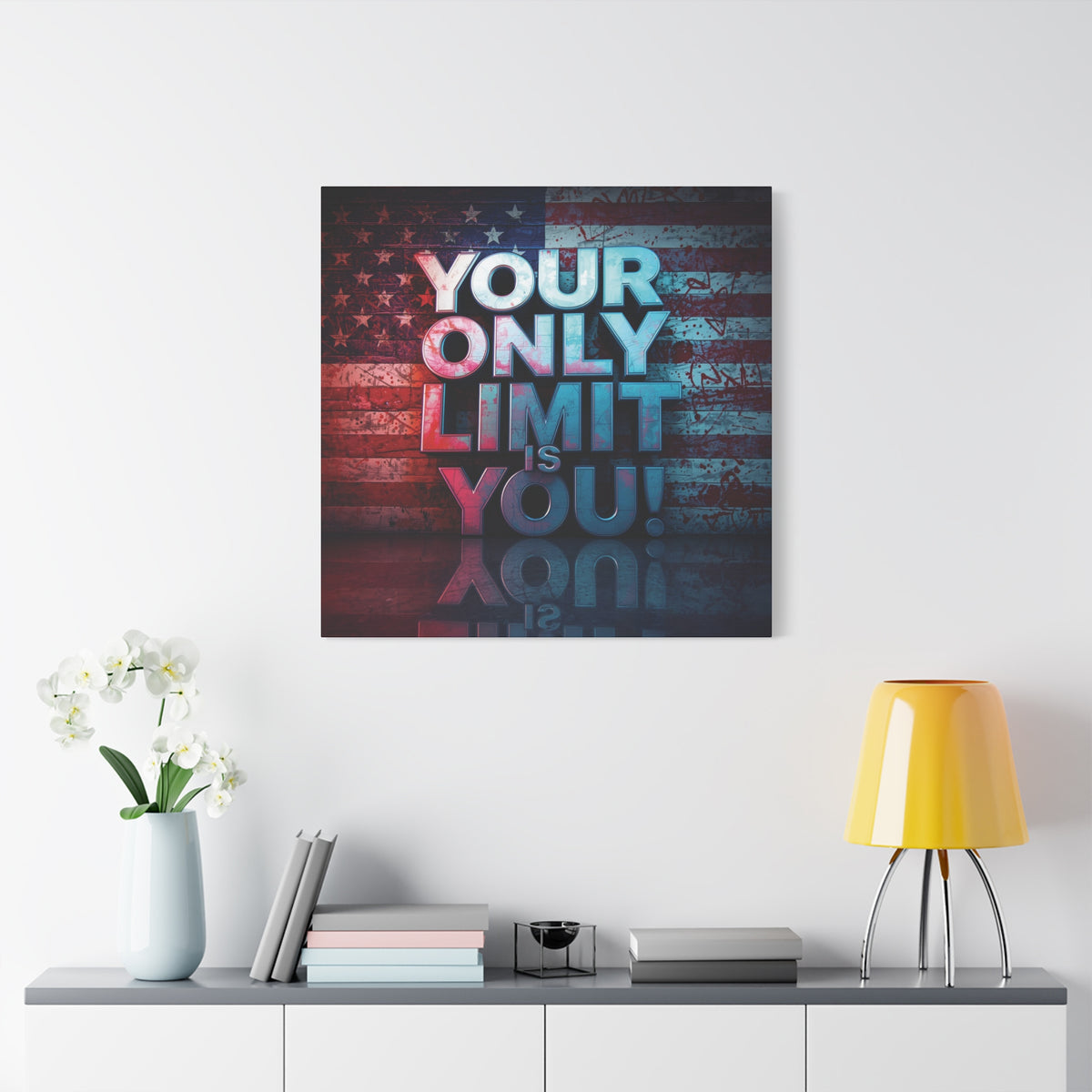 Your Only Limit Is You Canvas Wall Art - Motivational Vintage Flag Decor