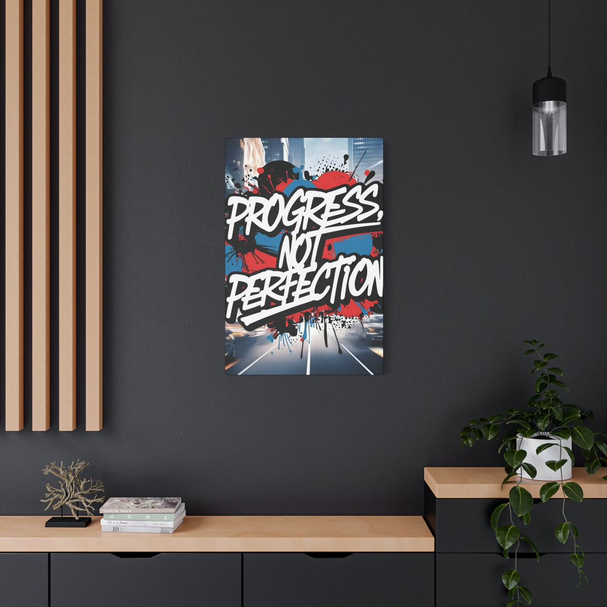 Progress Not Perfection Canvas Wall Art - Motivational Home Decor