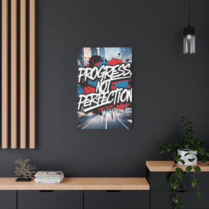 Progress Not Perfection Canvas Wall Art - Motivational Home Decor