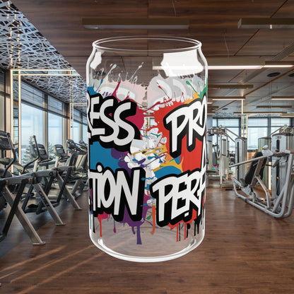 Sipper Glass  16oz - Vibrant - Progress  Not  Perfection  Design