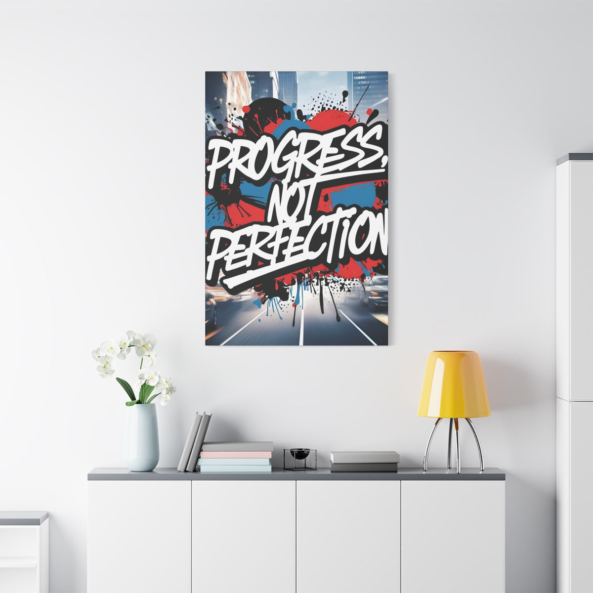 Progress Not Perfection Canvas Wall Art - Motivational Home Decor