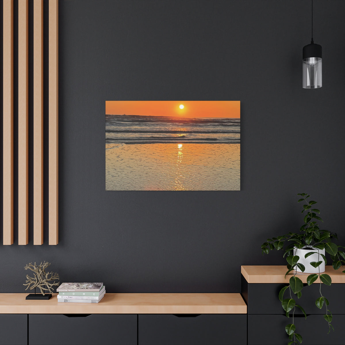 Sunset Beach Canvas Print, Ocean Decor, Wall Art, Home Decor, Coastal Artwork for Living Room