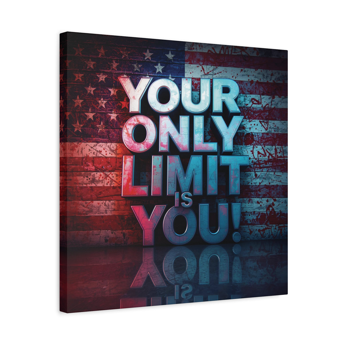 Your Only Limit Is You Canvas Wall Art - Motivational Vintage Flag Decor