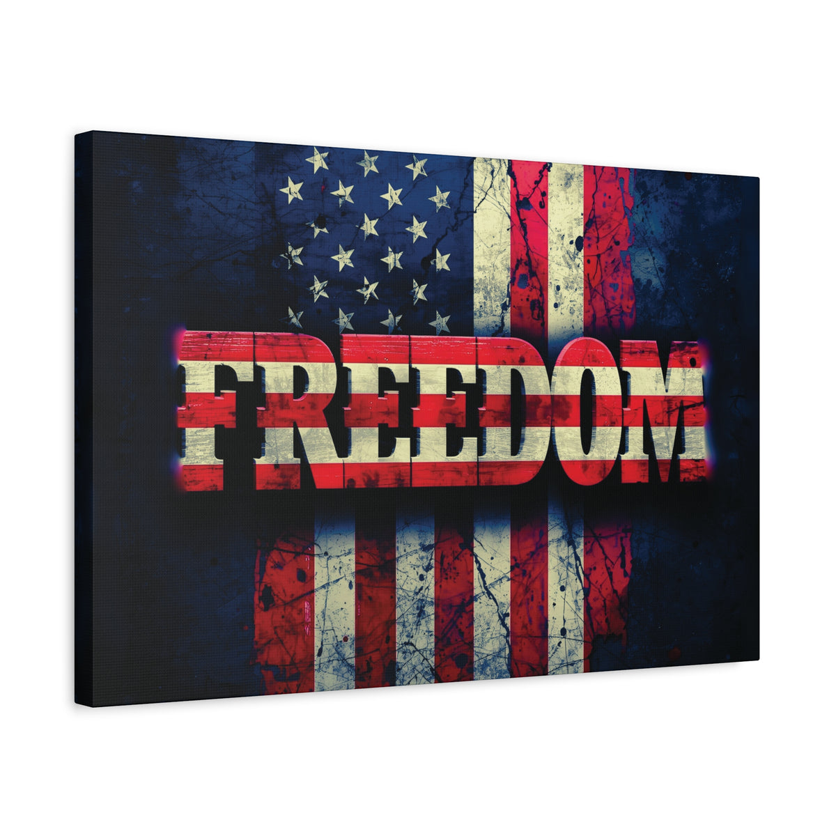 Freedom Canvas Wall Art - Patriotic Vintage American Flag - Gallery Wrapped - Red White Blue - 35 Sizes Available