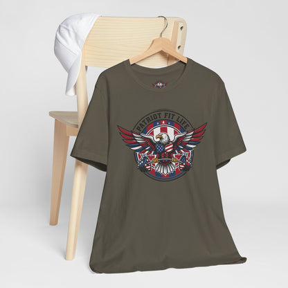 Patriot Fit Life Bald Eagle T-Shirt - American Flag Graphic Tee - Unisex Workout Shirt