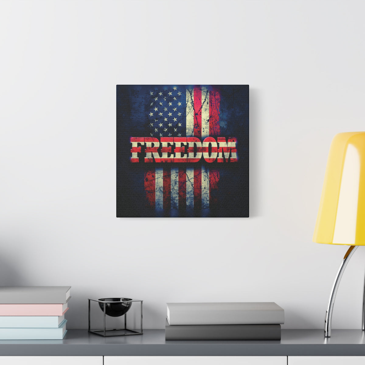 Freedom Canvas Wall Art - Patriotic Vintage American Flag - Gallery Wrapped - Red White Blue - 35 Sizes Available