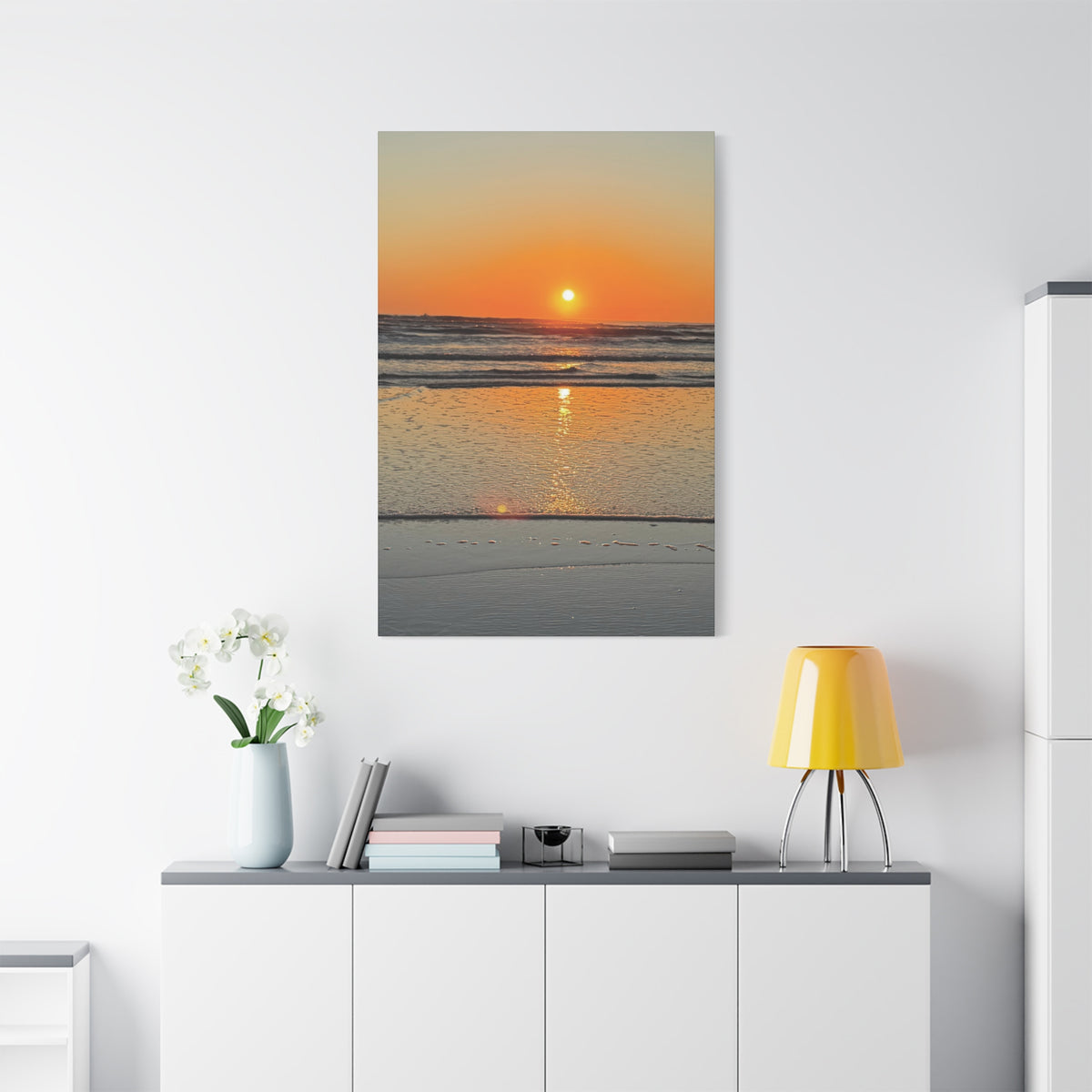 Sunset Beach Canvas Print, Ocean Decor, Wall Art, Home Decor, Coastal Artwork for Living Room