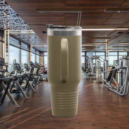 Insulated Travel Mug - Live Fit - 40oz Fitness Water Bottle - Gym Coffee Cup - Durable Travel Tumbler - Motivational Drinkware