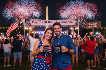 Happy 250th Birthday America Mug | 1776-2026 Patriotic Eagle Flag & Fireworks Black Coffee Cup
