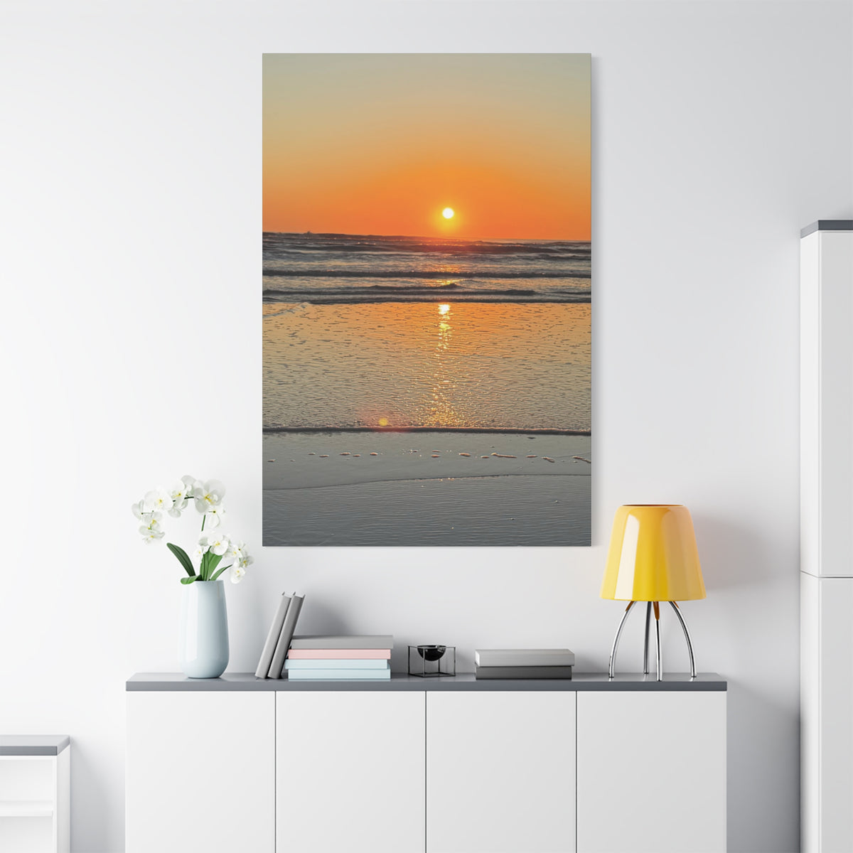 Sunset Beach Canvas Print, Ocean Decor, Wall Art, Home Decor, Coastal Artwork for Living Room