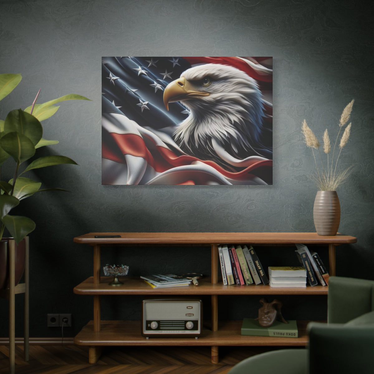 Patriotic Eagle Canvas Wall Art - American Flag Decor - Red White Blue - Gallery Wrapped - 27 Sizes - Veteran Gift