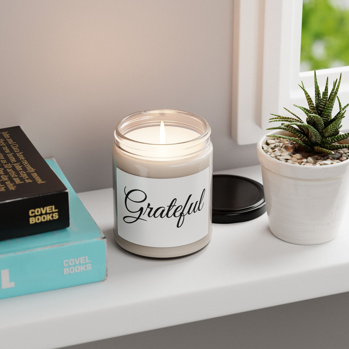 Grateful Print Scented Soy Candle - 9oz - Relaxing Home Decor - Holiday Gift - Cozy Atmosphere - Multiple Scents