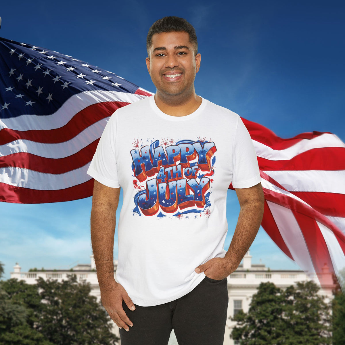 Happy 4th of July T-Shirt - Independence Day Bald Eagle - American Flag Graphic Tee