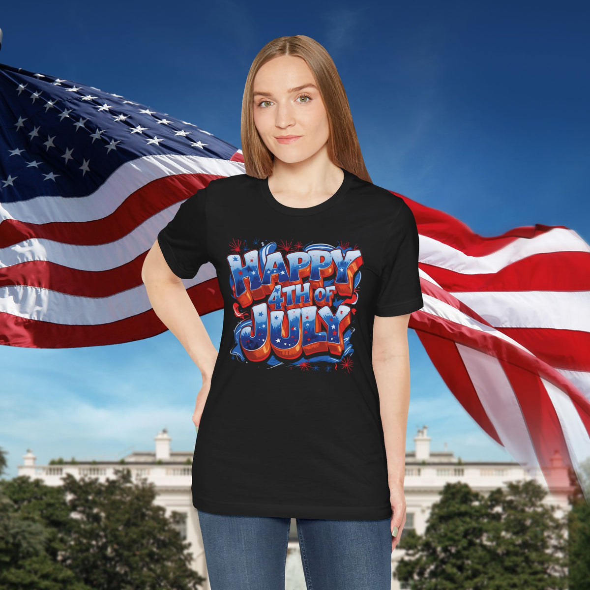 Happy 4th of July T-Shirt - Independence Day Bald Eagle - American Flag Graphic Tee
