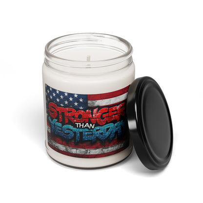 Stronger Than Yesterday Scented Soy Candle - 9oz - Patriotic American Flag - Motivational Fitness Gift - 9 Scents