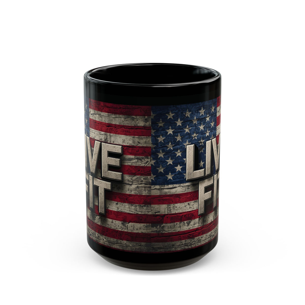 LIVE FIT Vintage American Flag Mug (11oz/15oz)