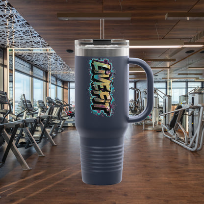 Insulated Travel Mug - Live Fit - 40oz Fitness Water Bottle - Gym Coffee Cup - Durable Travel Tumbler - Motivational Drinkware