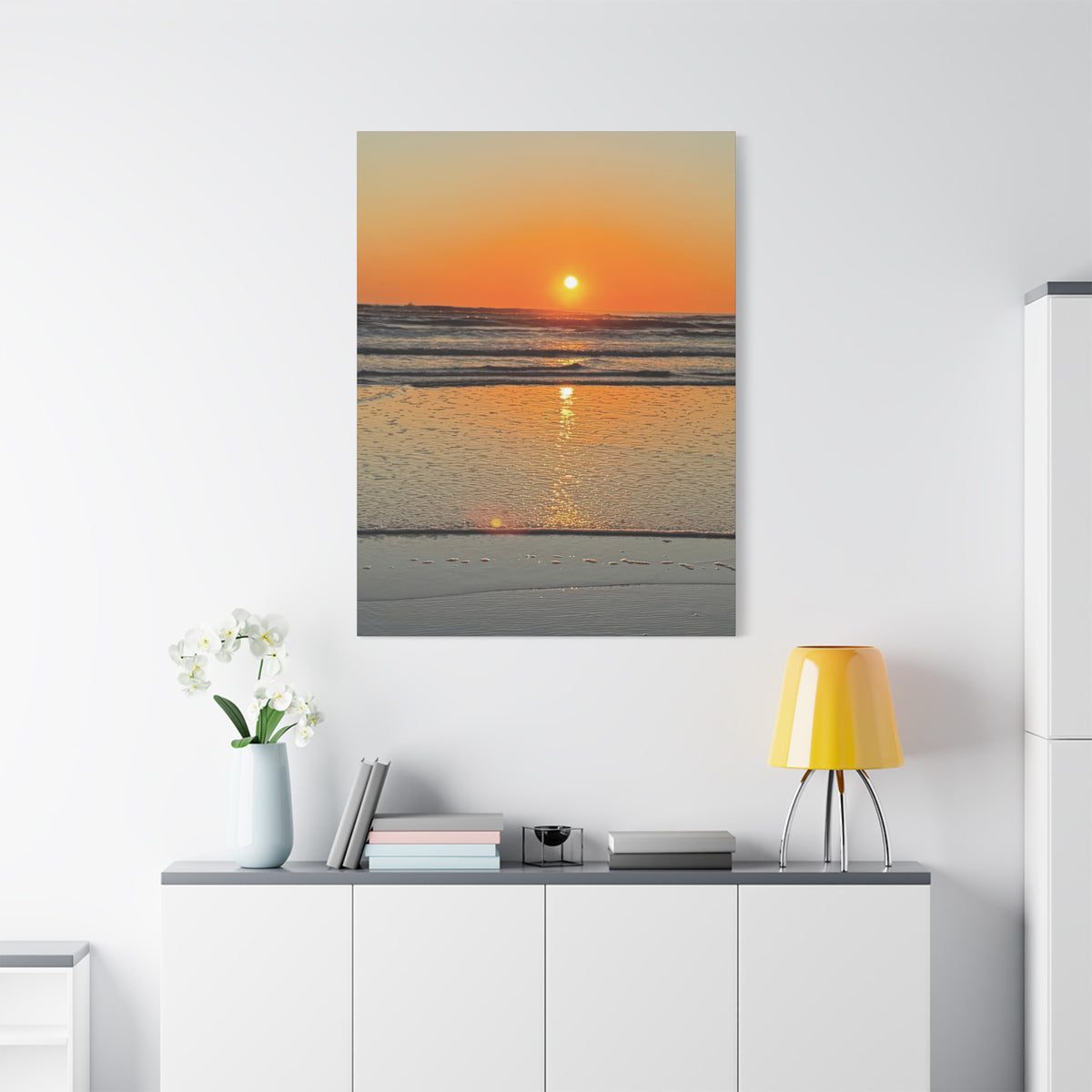 Sunset Beach Canvas Print, Ocean Decor, Wall Art, Home Decor, Coastal Artwork for Living Room