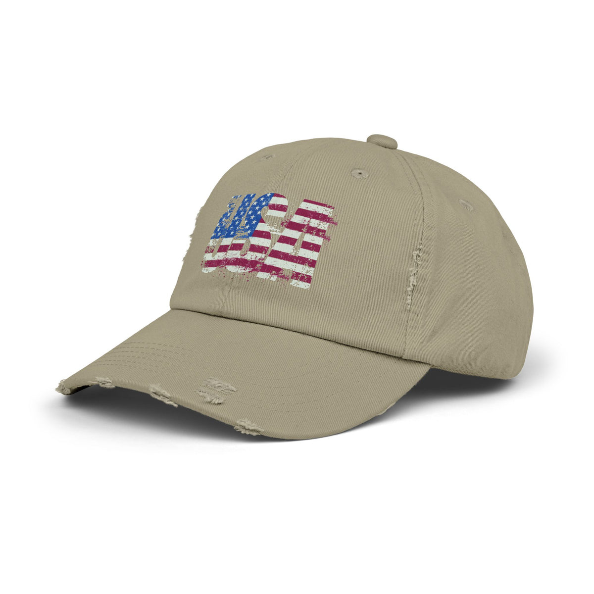 USA Distressed Flag Cap - Unisex Cotton Twill Hat - Patriotic Headwear