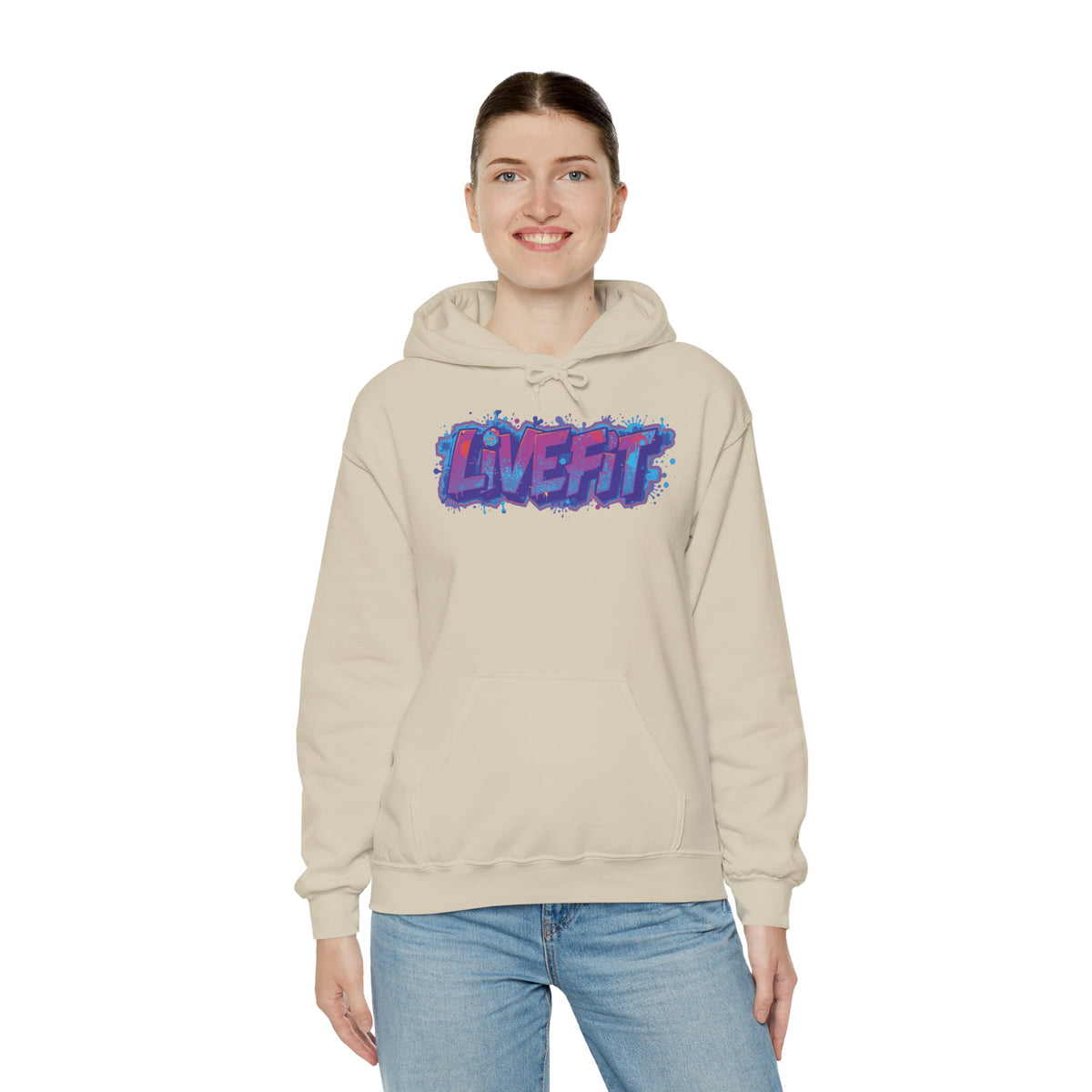 LIVE FIT Hoodie Sweatshirt - Motivational Fitness Pullover - Unisex Gym Hoodie - S-5XL