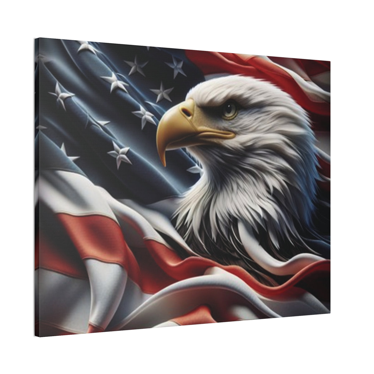Patriotic Eagle Canvas Wall Art - American Flag Background - USA Decor