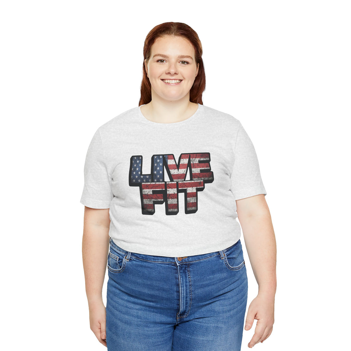 LIVE FIT Patriotic T-Shirt - American Flag Red White Blue - Unisex Fitness Tee