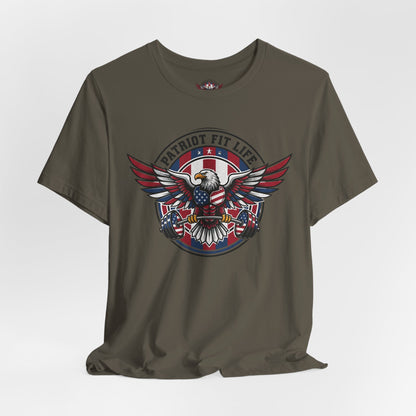 Patriot Fit Life Bald Eagle T-Shirt - American Flag Graphic Tee - Unisex Workout Shirt