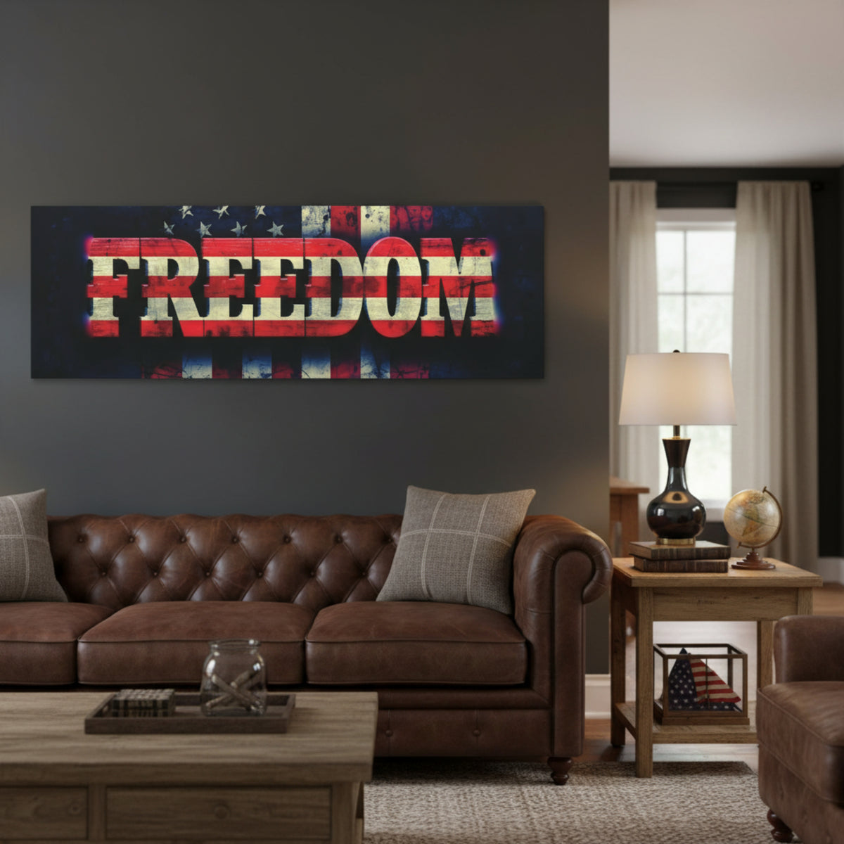 Freedom Canvas Wall Art - Patriotic Vintage American Flag - Gallery Wrapped - Red White Blue - 35 Sizes Available