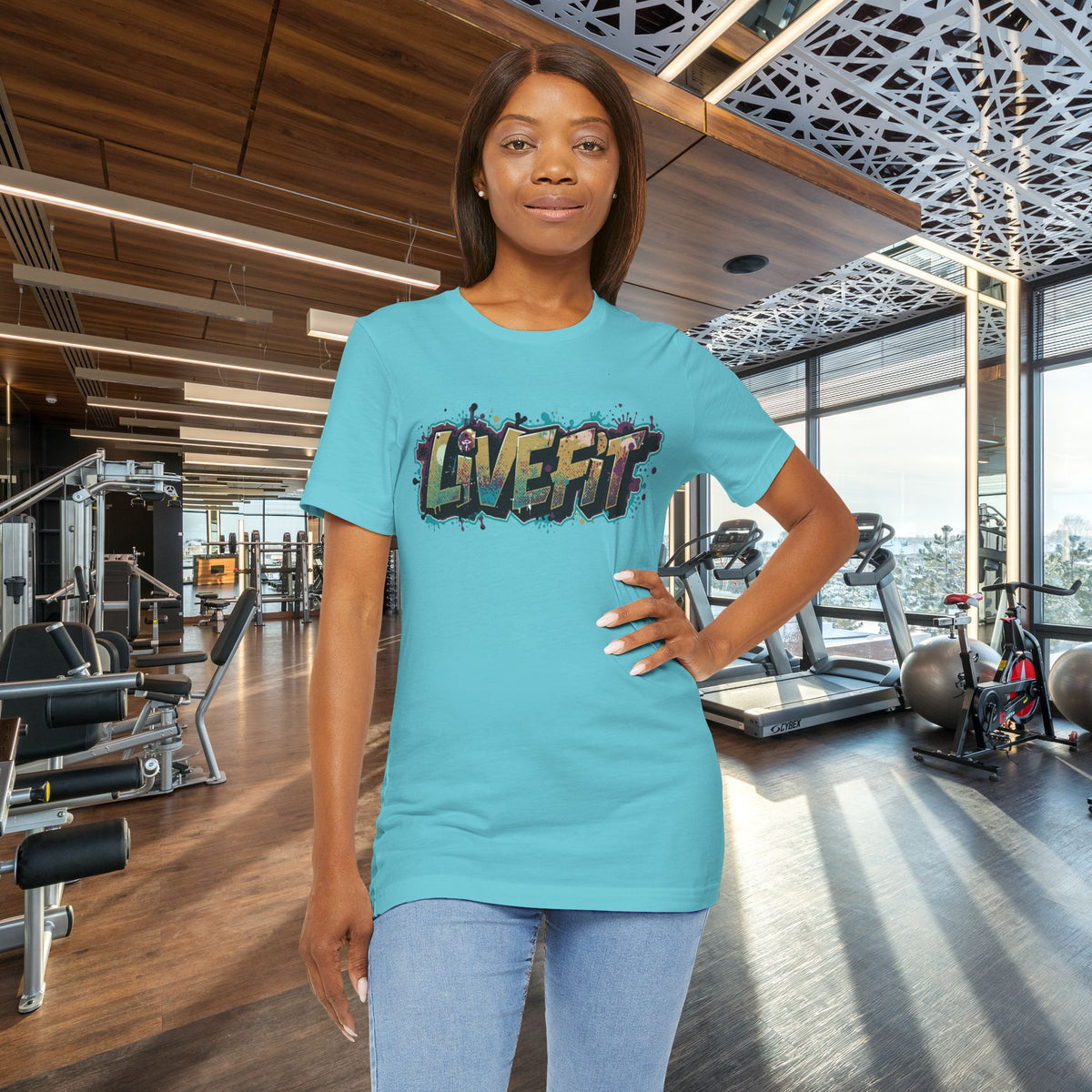 LIVE FIT Graphic Fitness Tee - Motivational Workout T-Shirt - Unisex XS-4XL