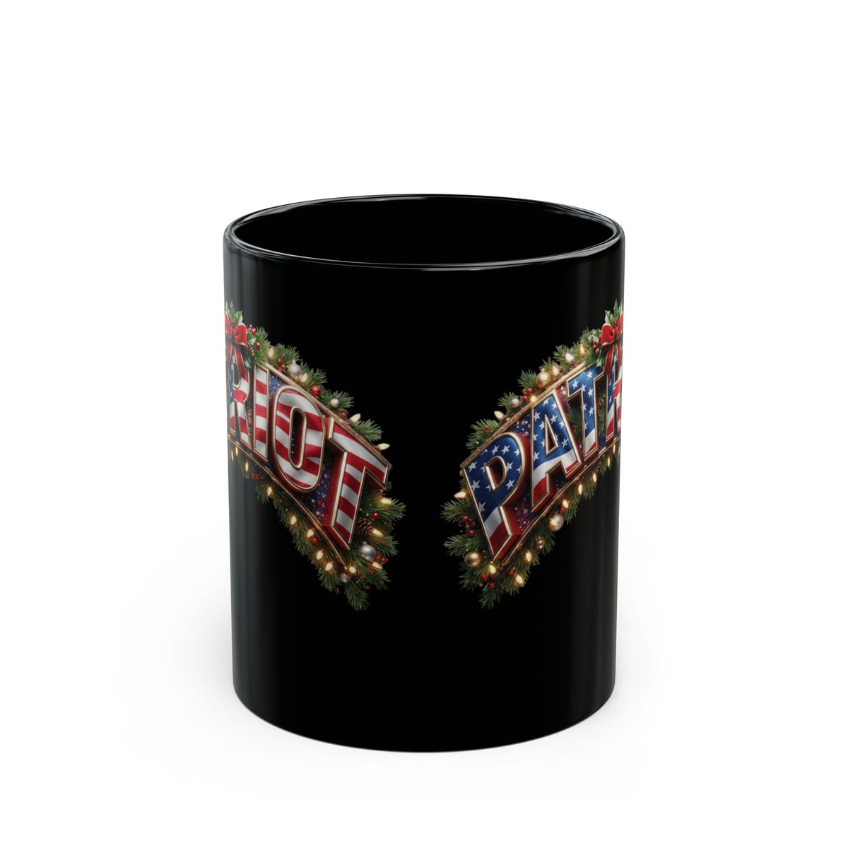 Patriot Fit Life Christmas Mug - Flag PATRIOT Garland Design | 11oz & 15oz