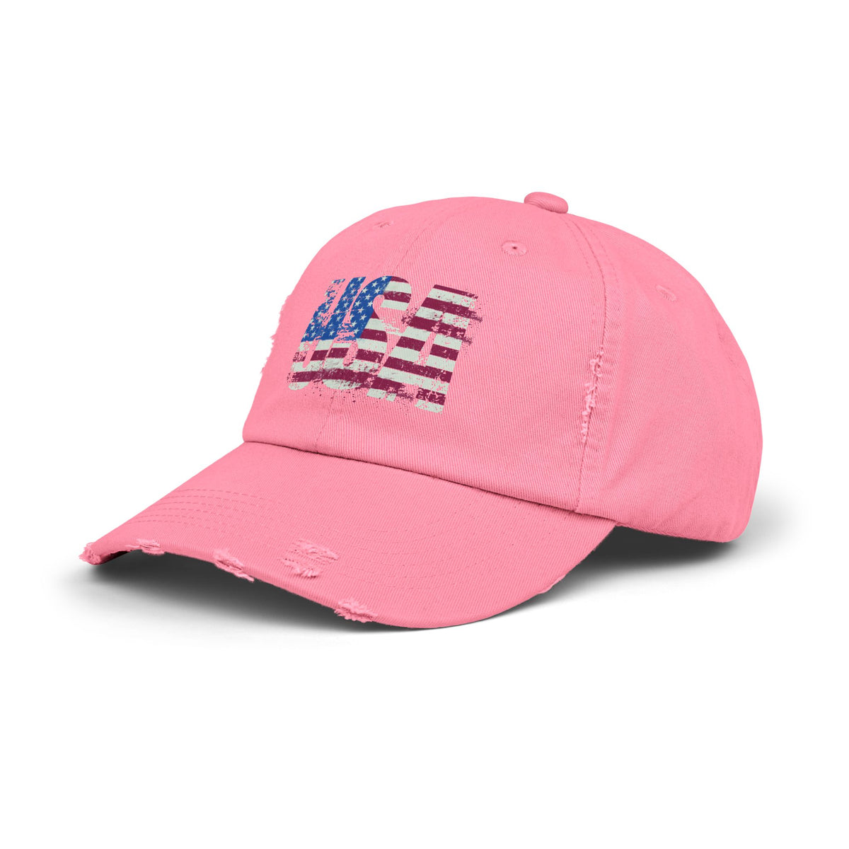 USA Distressed Flag Cap - Unisex Cotton Twill Hat - Patriotic Headwear