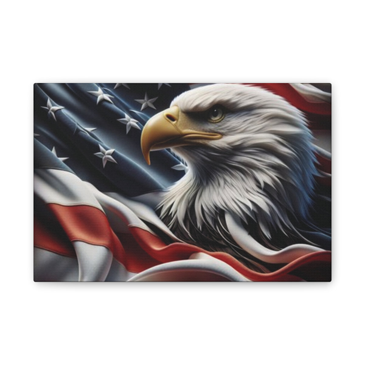 Patriotic Eagle Canvas Wall Art - American Flag Background - USA Decor