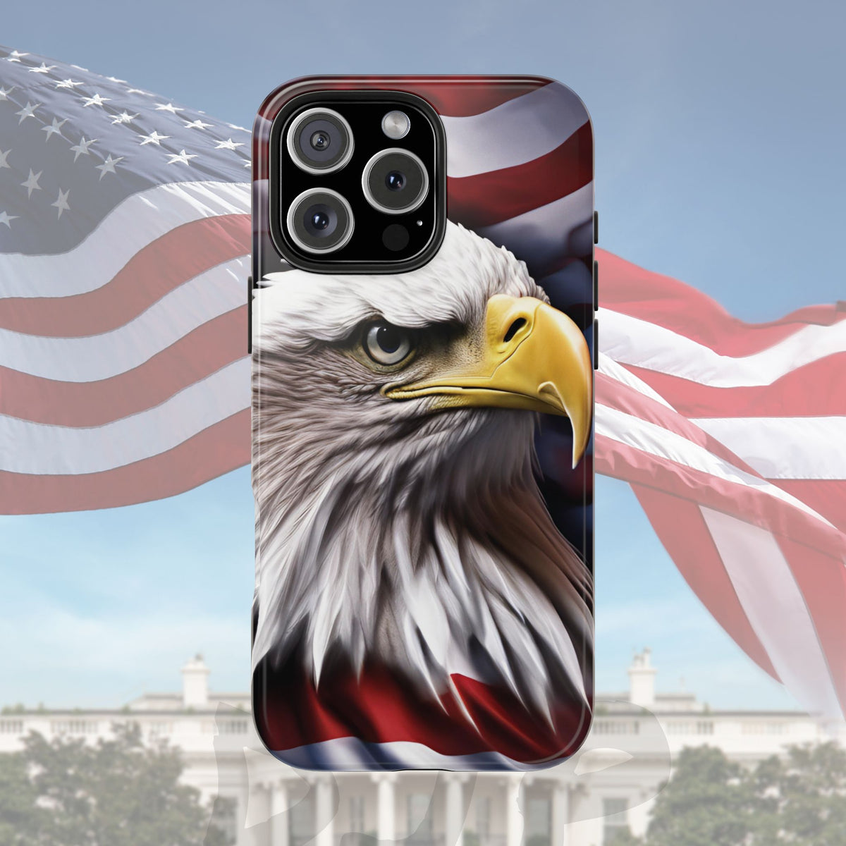Patriotic - Bald Eagle - Phone Case - Tough Phone Case - American Flag Design - Gift for Veterans - National Holidays - Outdoor Adventures - Eagle Lover