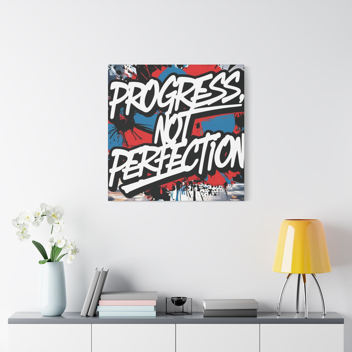 Progress Not Perfection Canvas Wall Art - Motivational Home Decor