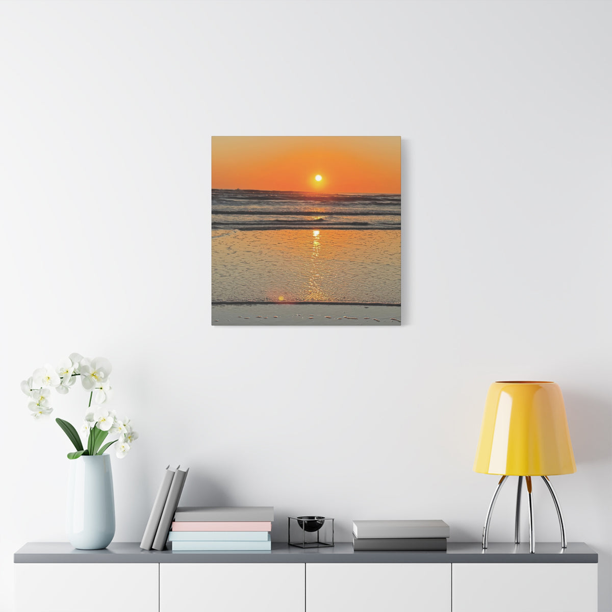 Sunset Beach Canvas Print, Ocean Decor, Wall Art, Home Decor, Coastal Artwork for Living Room