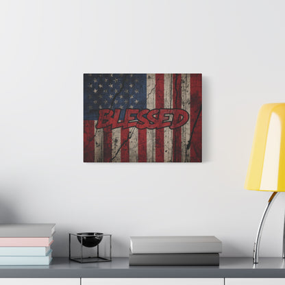 Blessed Canvas Wall Art - Vintage American Flag - Gallery Wrapped - Patriotic Americana Decor - Rustic Flag Art - 35 Sizes
