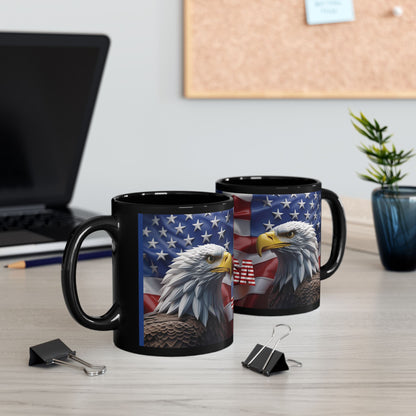 Patriotic Eagle Mug - Vintage American Flag Design - 11oz/15oz