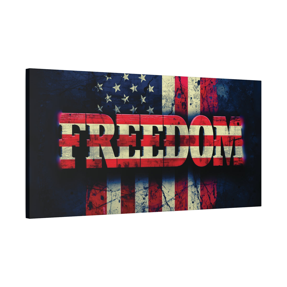 Freedom Canvas Wall Art - Patriotic Vintage American Flag - Gallery Wrapped - Red White Blue - 35 Sizes Available