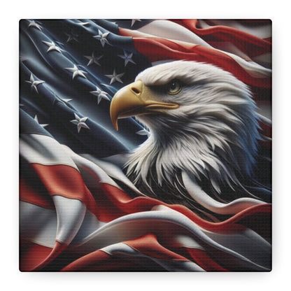 Patriotic Eagle Canvas Wall Art - American Flag Decor - Red White Blue - Gallery Wrapped - 27 Sizes - Veteran Gift
