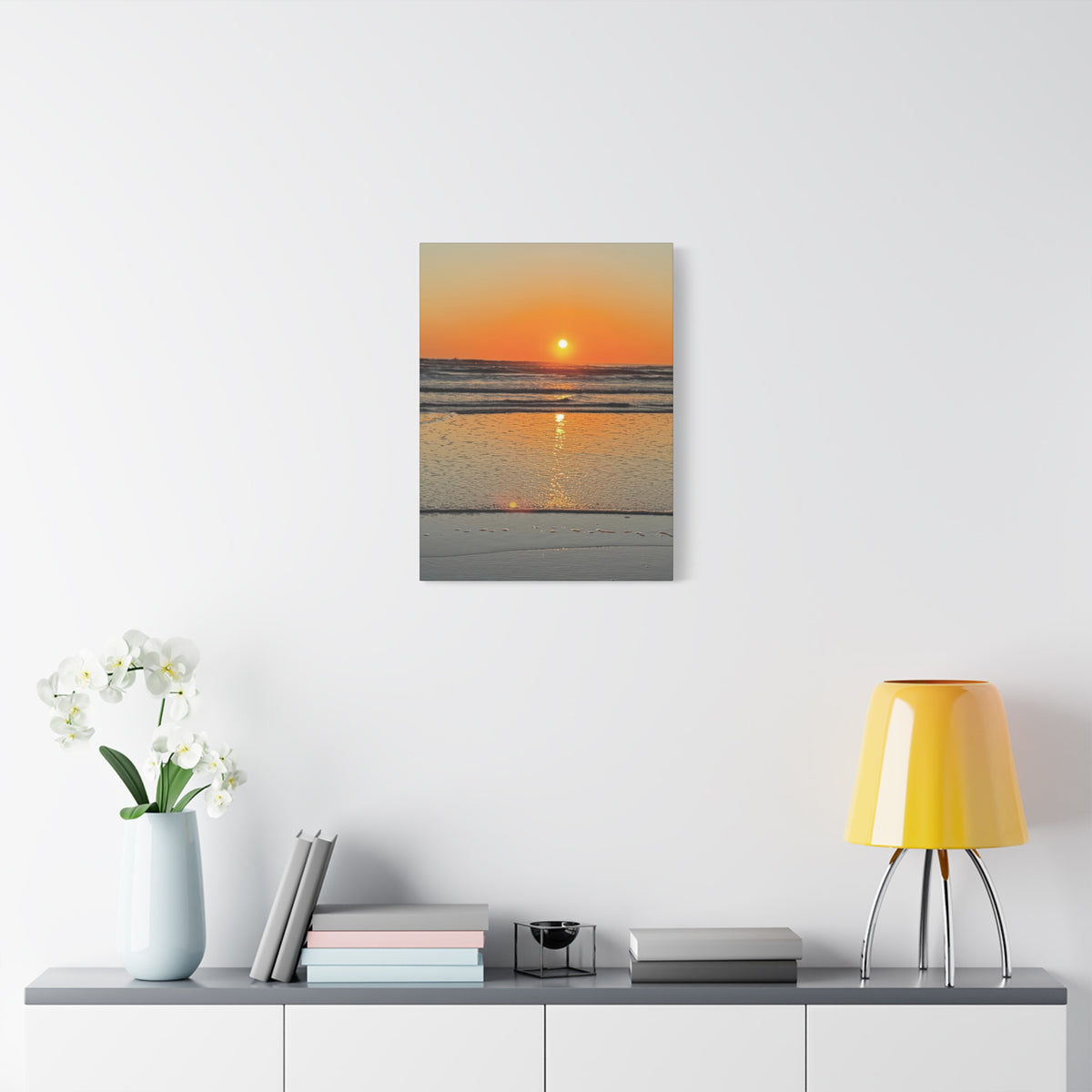Sunset Beach Canvas Print, Ocean Decor, Wall Art, Home Decor, Coastal Artwork for Living Room