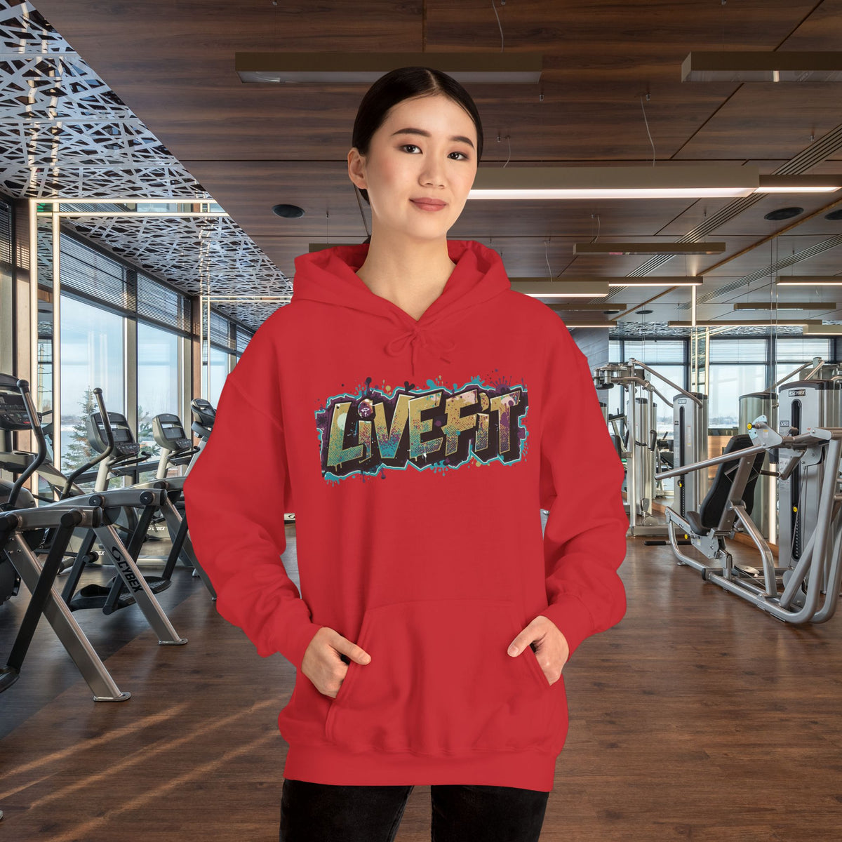 LIVE FIT Hoodie - Unisex Heavy Blend Sweatshirt - Fitness Gym Wear - Workout Apparel - S-5XL