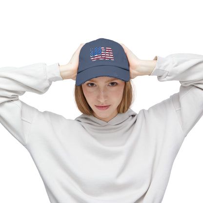 USA Distressed Flag Cap - Unisex Cotton Twill Hat - Patriotic Headwear