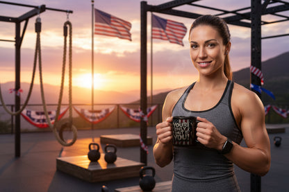 Your Only Limit Is You Black Ceramic Mug - Motivational American Flag