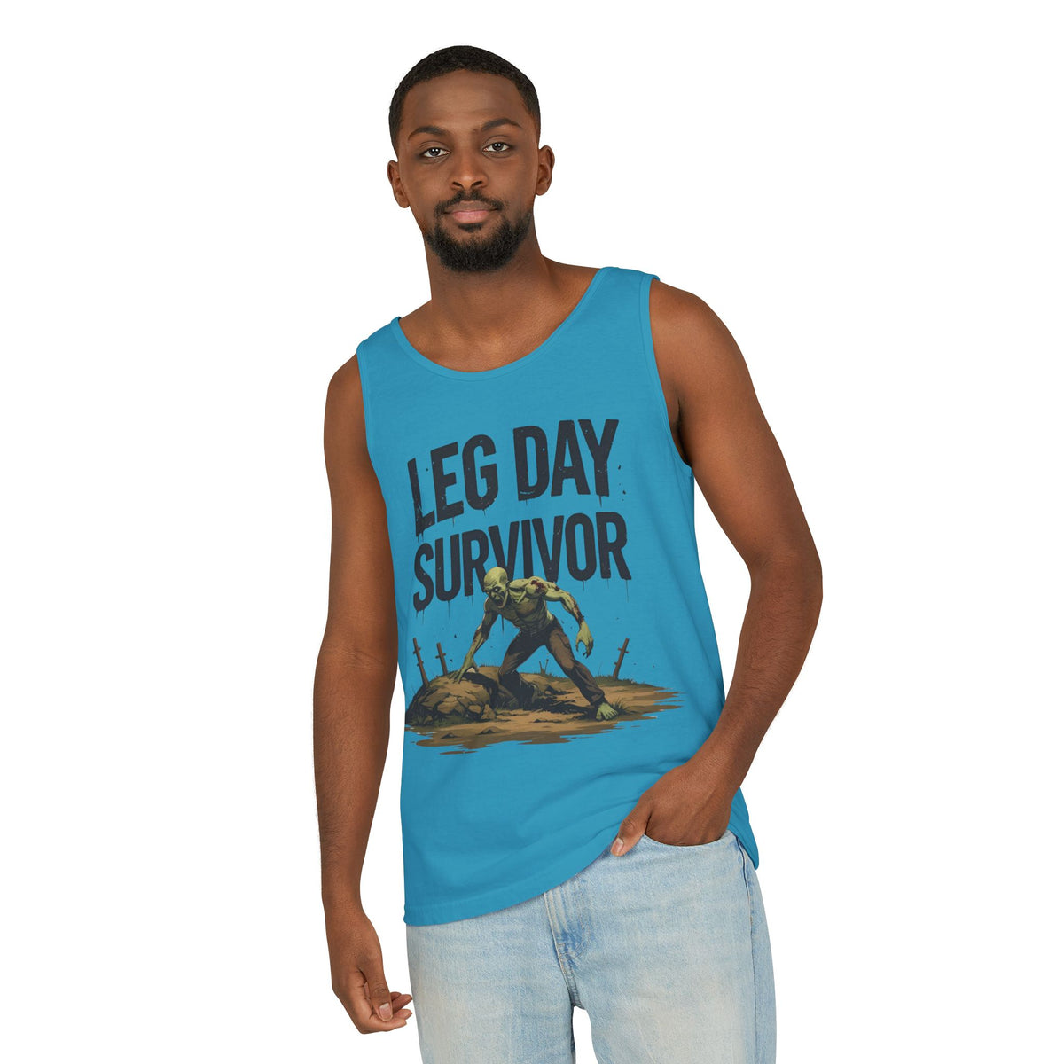 Leg Day Survivor! - Garment-Dyed Tank Top - Funny Gym Tank - Unisex Fitness Apparel - XS-3XL