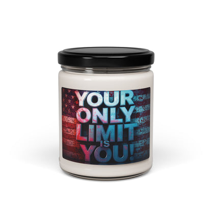 Your Only Limit Is You! Scented Soy Candle - 9oz - Empowering Motivational Gift - Red White Blue - Fitness Inspiration