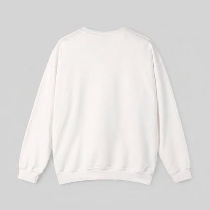 A white sweatshirt showed from behind against a white background.