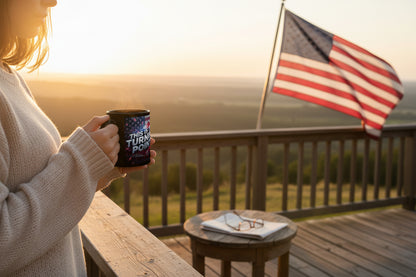 The Turning Point Black Ceramic Mug - Patriotic American Flag Design