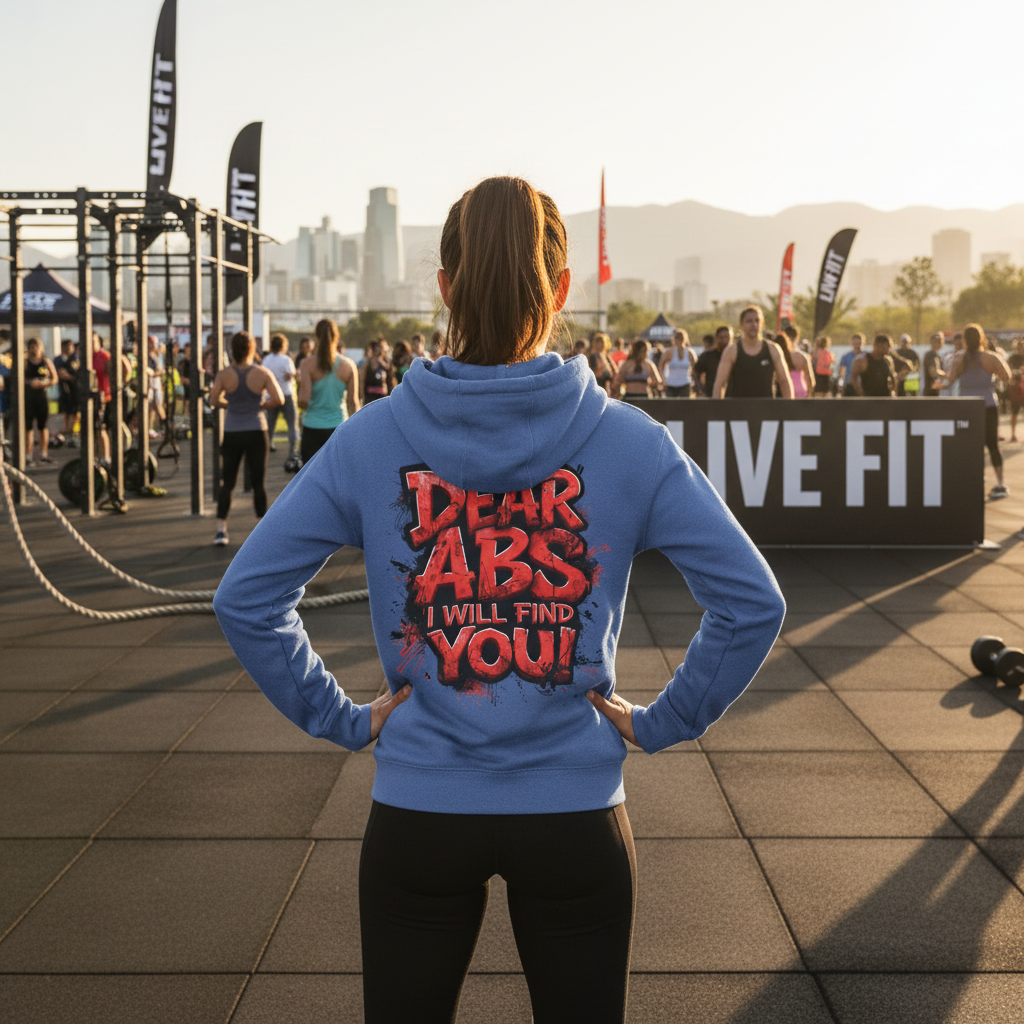 Dear Abs I Will Find You! - French Terry Hoodie - Funny Fitness Sweatshirt - Unisex S-5XL