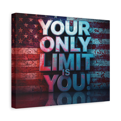 Your Only Limit Is You Canvas Wall Art - Motivational Vintage Flag Decor